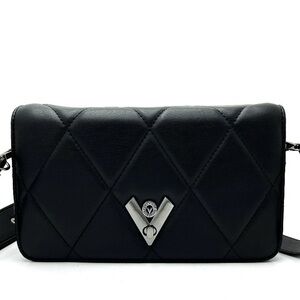 Valentino Orlandi Elegant Black Quilted Shoulder Bag